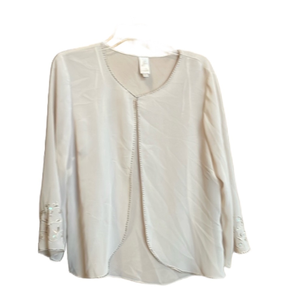 Z studio cream beaded sheer cardigan size 14